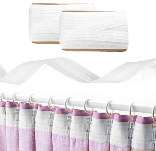 Sonwaha Gardinenband, 3CM*60M Gardinenband zum Aufnähen Gardinen Kräuselband Vorhangband Kräuselband zum Aufbügeln Vorhangband zum Aufnähen Faltenband für Gardinen Vorhang Band Universalband