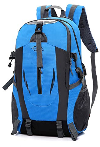 TQVLNMCR 40l Lightweight Hiking Backpack with Usb, Multi-Functional Water-Resistant Mountaineer Daypack,Trekking Rucksack for Laptop Casual Cycling Travel Climbing(Blue)