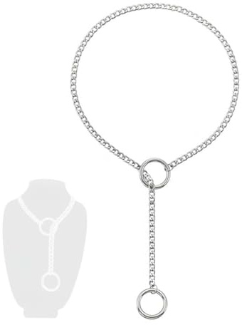 UYVPAER Slip Chain Choker Kette Damen Schlupfkette O-Ring Slip Chain Punk Gothic Y2K Lariat Y Halskette Pu Lederhalsband Halskette Aus Edelstahl 60Cm Länge