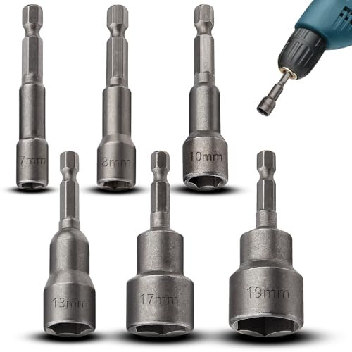 TXXATX Lot de 6 embouts hexagonaux magnétiques 7-19 mm pour visseuse sans fil 1/4