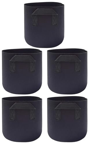 Pasdrucn 5 Stück Pflanzsack Aus Vliesstoff Mit Griffen, Pflanzsäcke, Hochbelastbare Verdickte Stofftöpfen, Wiederverwendbare Pflanztasche Für Den Anbau Von Kartoffe Ln (40L)