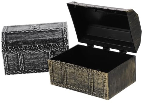 ifundom 2pcs Pirate Treasure Chest Decorative Box Vintage Trinket Storage Box Small Plastic Keepsake Chest for Boys and Girls Party Bar Decoration