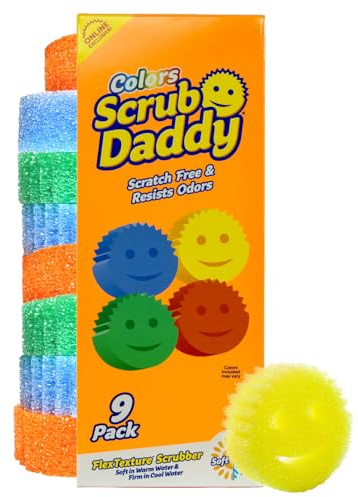 Scrub Daddy Esponjas de Cocina Multiusos sin arañazos, esponjas de Platos a Granel para Cocina, baño, Limpieza del hogar y más, Fabricadas con Espuma de polímero sin BPA (9 Unidades)