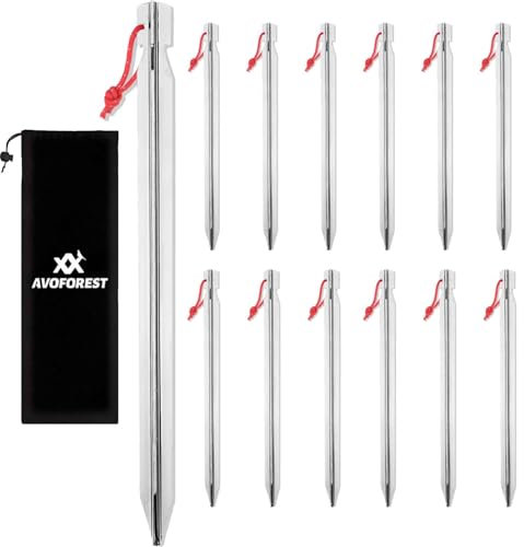 Zeltheringe, AVOFOREST Heringe erdnägel stabil, Heringe Camping, Zeltzubehör, Lange und robuste Erdnägel,ideal für normalen und harten Boden,18cm Ultraleicht Aluminiumlegierung (Silbrig, 12pcs)
