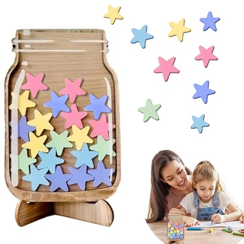 Youery Magnetisch Belohnungsglas, Klassenzimmer,Star Reward Jars,Personalisiertes, Für Lehrer,Sterne Anreizglas Aus Holz Für Heimschüler