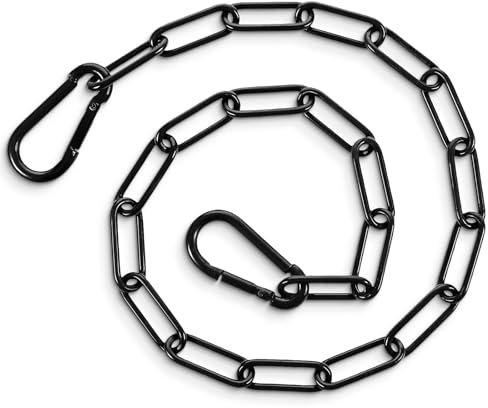 HJZHII Catena nera da 60 cm, in acciaio inox, catena nera in acciaio inox, catena a maglie in acciaio inox, con moschettone, catena a spirale per recinzioni esterne