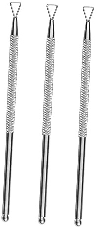 minkissy Empujador de Cutículas Uñas 3 Piezas Acero Inoxidable Tamaño Mediano Doble Cara para Profesionales y Uso Personal Manicura Pedicura Quitaesmalte Quita Pegamento