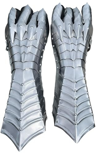 NEOARY Mittelalterliche Nazgul Fantasy Gauntlets SCA Armor Gauntlets Handschuhe Eisen mit Exp Versand, Silber, Größe M