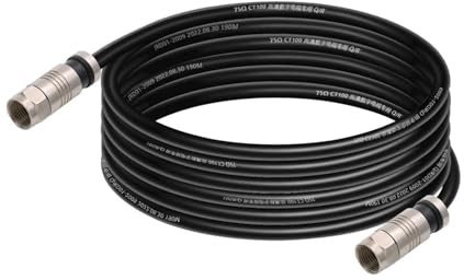 ROBAUN Cavo patch RG6 da 0,2 M a 30 M, cavo coassiale da 75 Ohm con connettore F, antenna TV digitale via cavo audio e video, Internet e satellite(Svart,0.5M)