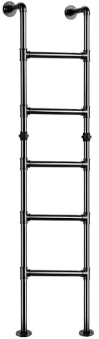 Scala a 5 pioli per letto a castello, 1,5 x 5,5 m, da parete a pavimento, scala da arrampicata in ferro battuto, capacità 150 kg, per interni ed esterni, per cantine, soffitte, loft, dormitori e casa