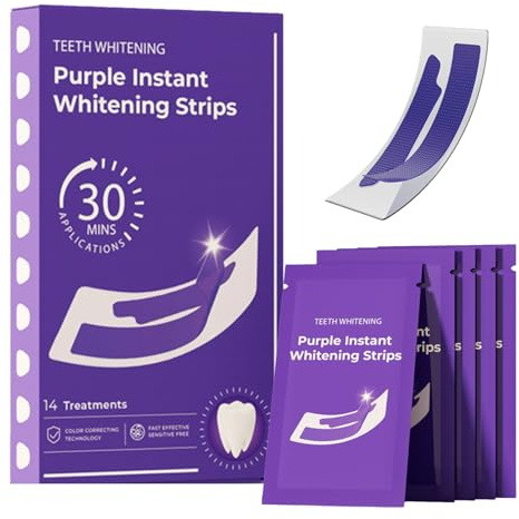 Purple Teeth Whitening Strips - Colour Corrector Whitening Strips, Teeth Whitening for Daily Stain Neutralising