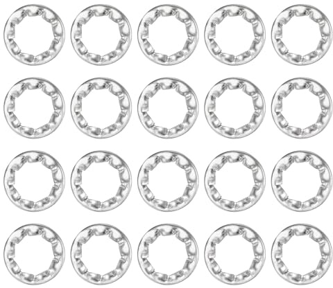 QUARKZMAN M6 100Pcs Arandelas Con Dientes Internos, 304 Arandelas Bloqueo Acero Inoxidable Con Dientes Anillos Bloqueo Tuerca Estrella Velocidad Rápida Sujetador Rápido