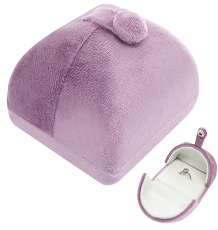 MultiValue ringlåda, retrobox-form ring, låda med snap, flanell ringbox bröllop för bröllop, förlovning, bröllop, ceremoni, jubileum (lila)