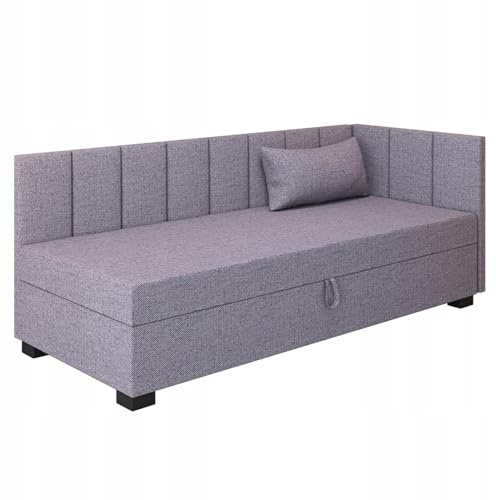 TAPCZANY24 - Boxspringbett Adel+ 83x198 cm mit Taschenfederkern Matratze | Bett mit Matratze, Polsterbett mit Bettkasten, Gepolstertes Einzel Bett, Schlafsofa - Grau