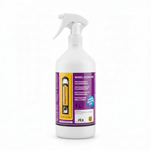 INNOTEC Wheel Clean Pro 1 L – Professioneller Felgenreiniger für Stahl- und Alufelgen – entfernt Bremsstaub, Öl- und Straßenschmutz – säurefrei, materialschonend – gebrauchsfertige Sprühflasche