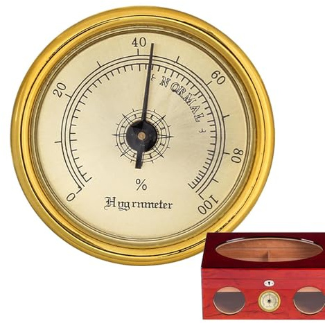 Analog Humidity Gauge - 45mm Brass Mechanical Hygrometer, High Precision Tester | Humidor Hygrometer with Magnetic Back for Guitar Violin Cabinet Box Indoor Environment Monitoring Tool