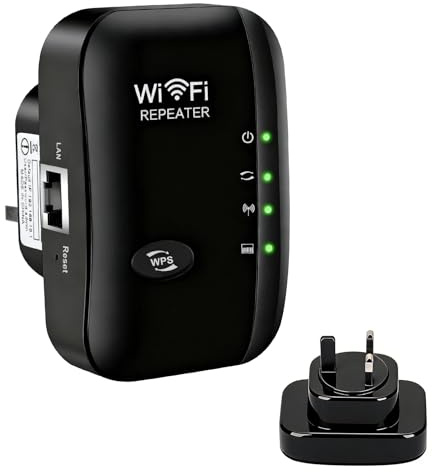 Wifi Extender Booster, Wifi Booster, Internet Booster with Ethernet Port | Super Signal Coverage Covers Up to 3600 Sq.Ft and 45 Devices, One-Touch Quick Setup for Home Office, UK Plug
