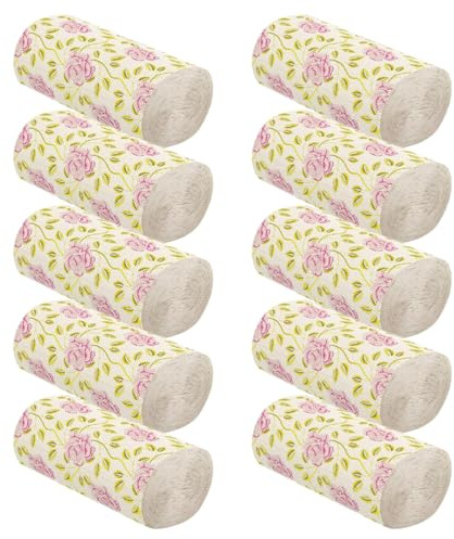 HOMSFOU Carta Igienica senza Anima in Polpa di 10 Pezzi e Multifunzione con Design Elegante a Rose Stampate per Uso Domestico e Ufficio