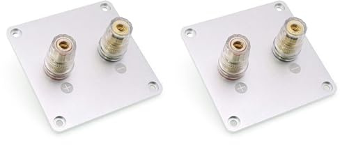 BUAGOUWZ 2X Terminale per Altoparlante Audio A 2 Bit, Morsetto di Collegamento Quadrato in Rame, Scatola per Altoparlante, Morsettiera per Cablaggio, 80x80 Mm, Accessori
