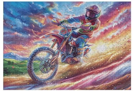 Piloto de Motocross montaña Bicicleta Todo Terreno Aventura Salvaje Puzzle 300 Piezas Educativo 3D Juego De Rompecabezas para Familia Entretenimiento Creativo Construir Maquetas 300 PCS
