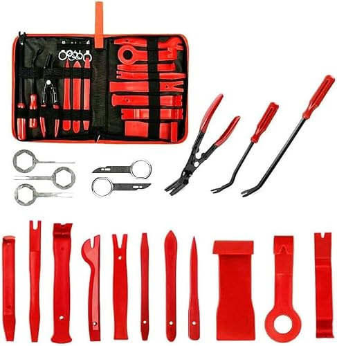 AQUASHIELDING Set di 25 Strumenti per Rimuovere autoradio - Strumenti di Estrazione Stereo in Acciaio Inox universali per Auto, Kit di Estrazione Pin Audio per Un Facile Accesso alle riparazioni