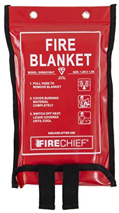 Firechief Premium Kitemarked Fire Blanket 1.2m x 1.2m, Soft Case, Red - Medium Emergency Fire Blanket For Home, Kitchen, Garage - Kitemark Certified to BS EN 1869 - SVB2/K100-P Model