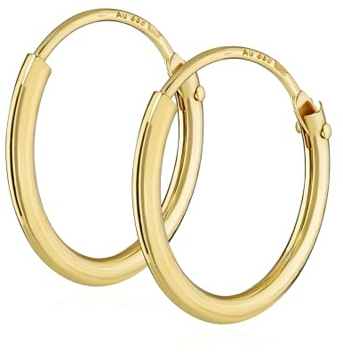 NKlaus Creolen für Herren aus 333 Gelbgold, 8 Karat, Stärke 1,3mm, 2 Stück | Außendurchmesser wählbar