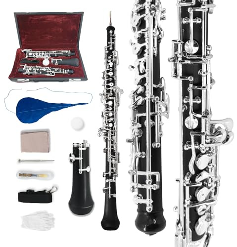 Yinfente Oboe Profesional Con Llave C Izquierda F - Resonancia Semiautomática, Ebonita/Palisandro + Piezas (Ebonita)