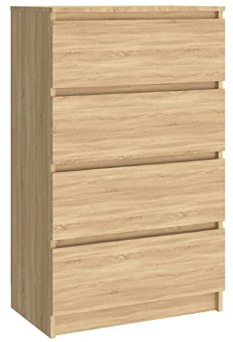 vidaXL Credenza Minimalista Elegante Moderna con 4 Cassetti Pratica Resistente Madia Armadietto Cassettiera Rovere Sonoma 60x35x98,5 cm Multistrato