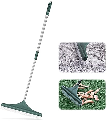 ORIENTOOLS Rastrello artificiale erba Scopa artificiale per prato, rastrello, scopa con spazzola PA e manico regolabile in acciaio da 80 a 130 cm