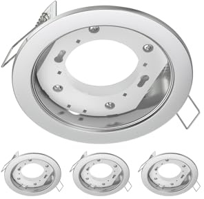 ledscom.de 4X Recessed Ceiling Light ZOBE, Stainless Steel matt, Round, 107mm Ø, 1x GX53 max. 25W
