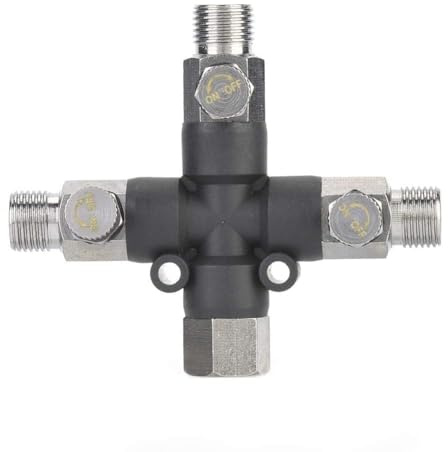Einstellbarer Airbrush Anschluss, 1/8 Zoll Metall Dreiwege Spritzpistolen Zubehör für Luftkompressoradapter