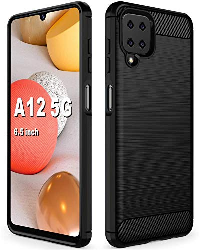 Folmecket Samsung galaxy A12 5G/4G Shock Soft TPU Phone Case 6.5 Black | Samsung galaxy A12 5G/4G Carbon Fiber Scratch Resistant,Shock Absorption Soft TPU Rubber Protective Cell