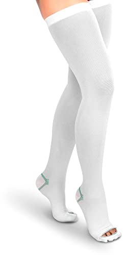 Medias de compresión de muslo alto Ted, manguera, 15-20 mmHg, nivel moderado - blanco - XX-Large