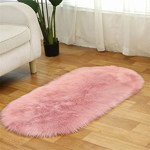 Tomifine Kunstfell Fell-Teppich, Lammfell Schaffell Teppich Flauschiger Schaffell Bettvorleger für Schlafzimmer Bett oder Wohnzimmer Sofa Deko Waschbar (50 x 100 cm,Rosa)