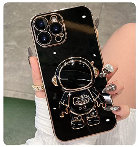 Jacyren Handyhülle für iPhone 12 Pro Max mit Hidden Ständer Case 6D Plating Astronaut Hülle für iPhone 12 Pro Max Schuthülle 360 Grad Schutzhülle mit Halterung Case Cover für iPhone 12 Pro Max