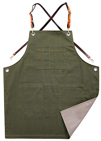 Tischlerschürze, strapazierfähige Werkstattschürze, Werkzeugschürze aus gewachstem Segeltuch, Schweißerschürze, Geschenke für Tischler (Color : Green, Size : XL)