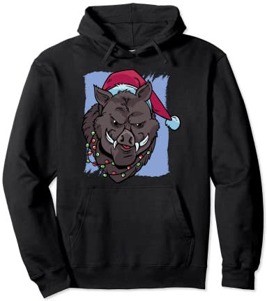 Keiler mit Weihnachtsmann Mütze Xmas für Jäger Pullover Hoodie