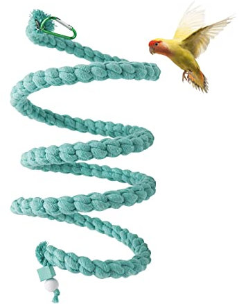 300 cm Extra Lange Vogelseil-Sitzstange | Spiralschaukel mit Kletter- & Stehfunktion | Zubehör für Vogelkäfige, geeignet für Papageien, Wellensittiche, Nymphensittiche & mehr