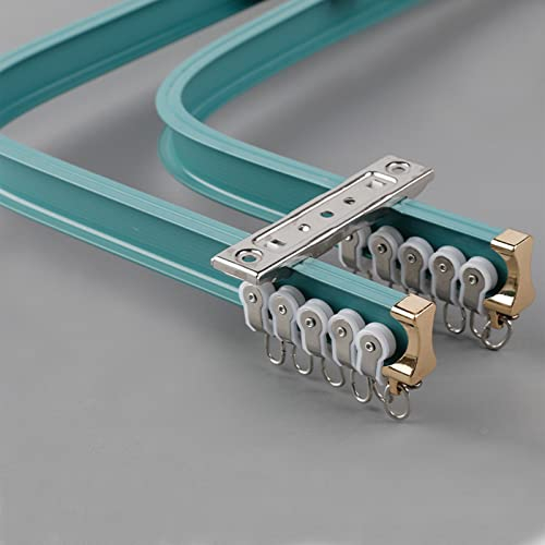 TEN-HIGH 2 Stücke 3m Flexible Aluminium-Vorhangschiene,Biegbare Deckenschiene für Vorhänge,Biegbare Doppelspur Aluminiumvorhänge,Seitenmontage,Blau
