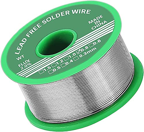 Soldadura de 0,8 mm, estaño con fundente, 50 g, sin plomo con núcleo de colofonia, alambre de soldadura para la reparación y el bricolaje de componentes electrónicos de soldadura eléctrica