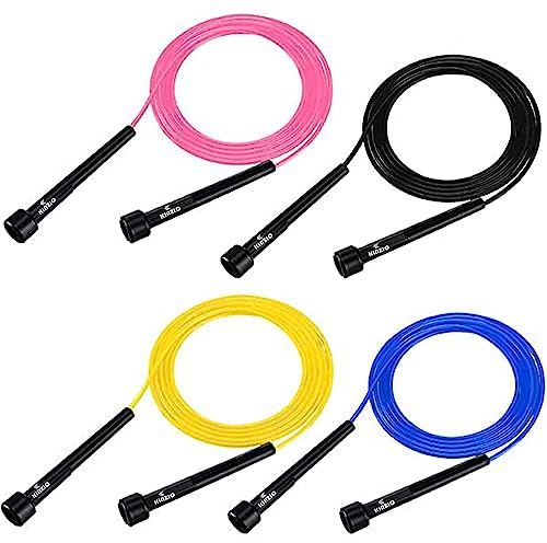 KINZIO Springseil für Fitness Erwachsene & Kinder für Boxen Rutschfest und ideal für Fitnes Crossfit Sport und Freizeit Verstellbare Größe Speed Rope (Rot)