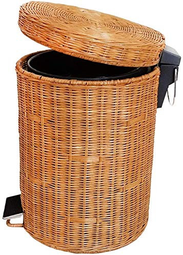 CULPRT Botes de Basura Contenedor de Pedal de Ratán, Basura Del Hogar de la Cocina, Color: Amarillo, Bote de Basura/Amarillo/26 * 36 cm (10 * 14 In)