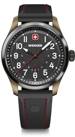 WENGER Herren Armbanduhr Terragraph Analog Quarz, Ø 43 mm, Swiss Made, Wasserdicht bis 100 m