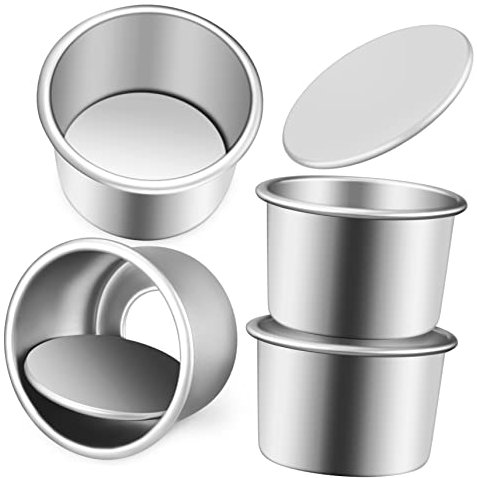 ABOOFAN Moldes Para Pasteles Redondos 2 Pulgadas 4 Unidades Aleación De Aluminio Antiadherente Con Fondo Desmontable Para Hornear Tartas De Queso Mousse y Postres