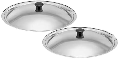 Garneck Universal Lid for Pots Pans and Skillets, 2Pcs 28cm Stainless Steel Universal Lid for Pots Cookware Frying Pan Paella Pan Frying Pot Cover Replacement
