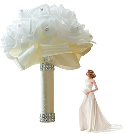 Muzrunq Bouquet wedding bouquet mazzo da sposa bouquet con bouquet da sposa artificiale fiori matrimoniale per la sposa scatto fotografica di Valentino beige