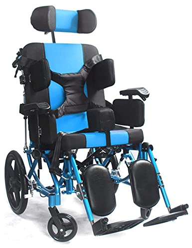 TISTIK Reclining Wheelchair for Adults Seniors, Blue, Aluminium, All-Terrain, 18 Wide Seat, Bariatric, Lightweight, Foldable, Transport, Load 100kg