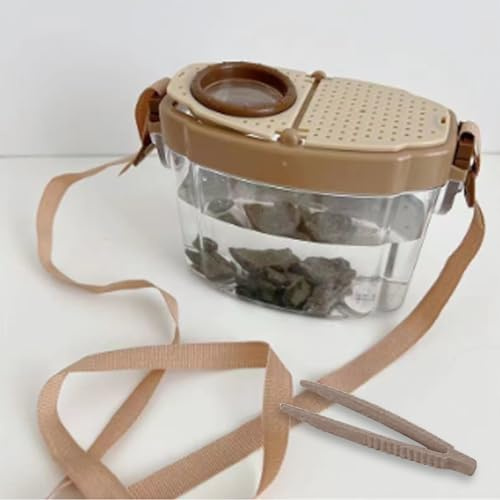 MANON ROSA Turtle Carrier Box Bug Collection Fish Catcher, Insect Observation Container for Travel-Outdoor Nature Explorer Kit (Brown)