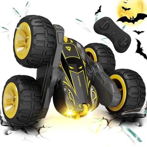 Tecnock 2026 Ferngesteuertes Auto mit 2.4 Ghz Fernbedienung 360°Flip Stunts Rc Auto Monstertruck mit Buntes Licht ab 6-12 Jahre Outdoor Spielzeug Geschenk für Junge Kinder